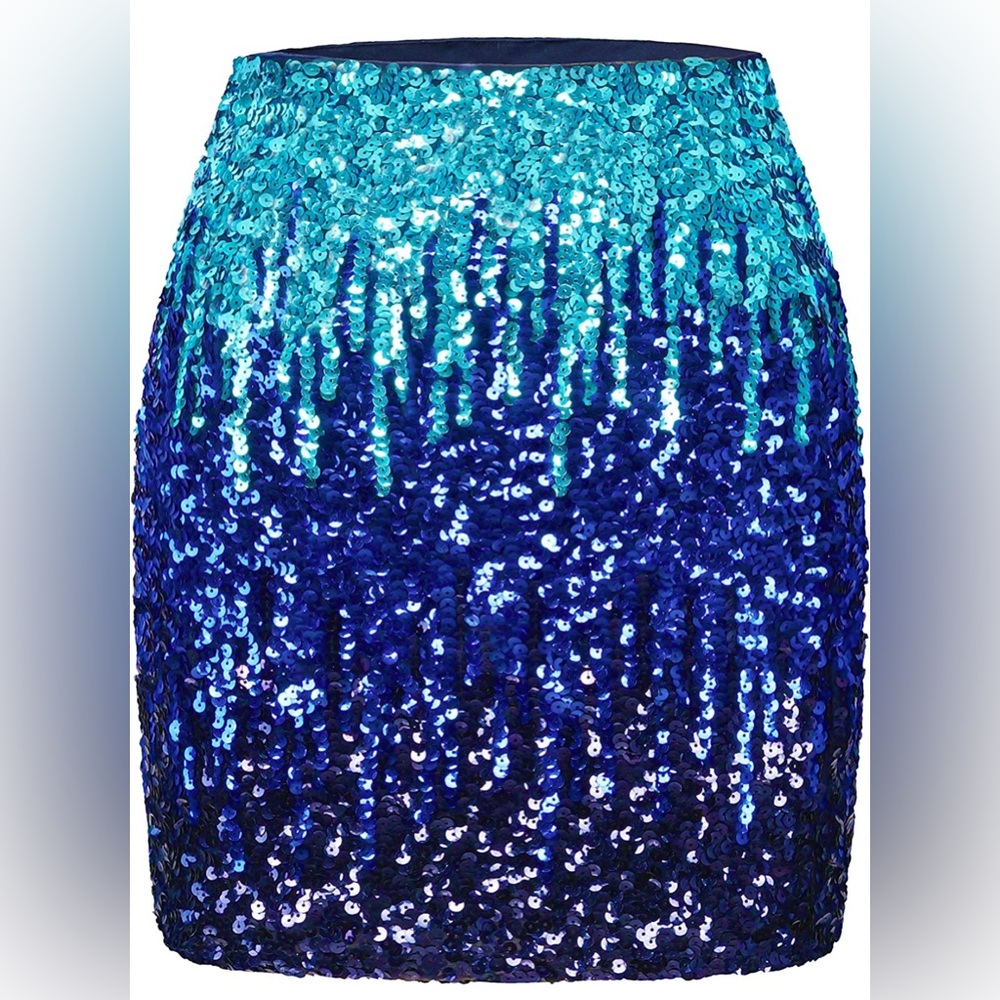 Maner XS Blue Sequins Mini Skirt